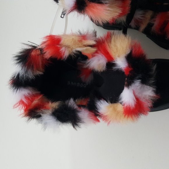 Women Bamboo Faux Fur Trim Combat Boots - Picture 6 of 6